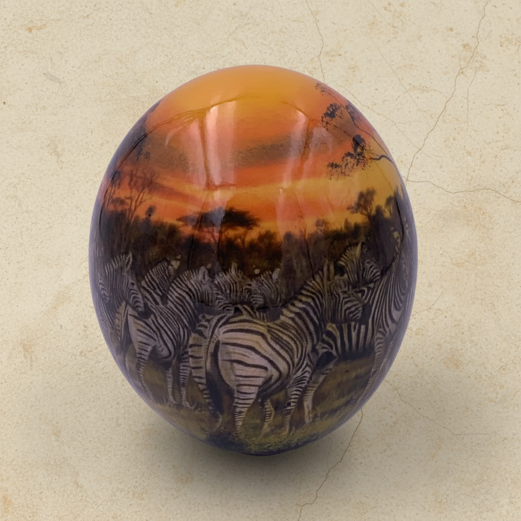 Straußenei Decoupage Zebraherde SE10154 Ansicht 1