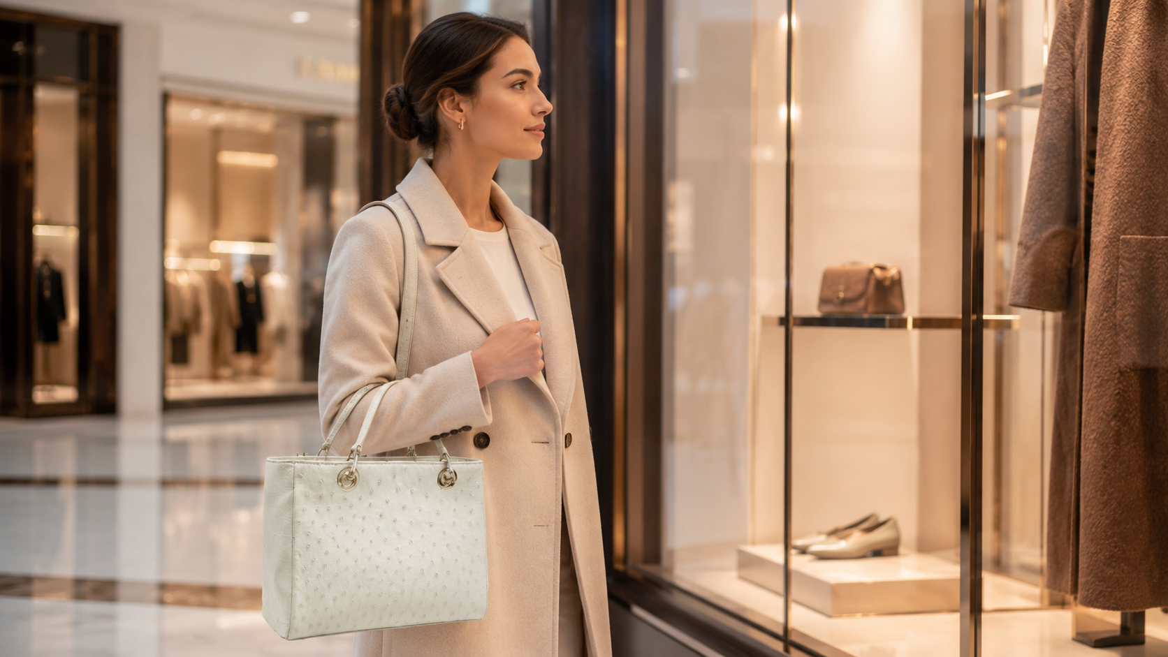 Shopper Klein Stella aus echtem Straußenleder LE10261